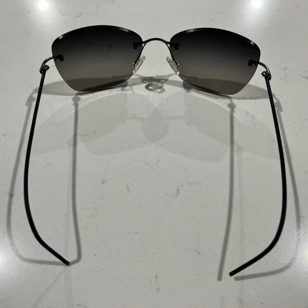 Maui Jim Rimless Sunglasses Grey Gradient Lens Black Metal Frame MJ407-02